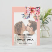 Rhododendron with peach flowers photo wedding  save the date (Stehend Vorderseite)