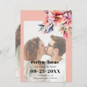 Rhododendron with peach flowers photo wedding  save the date (Vorne/Hinten)