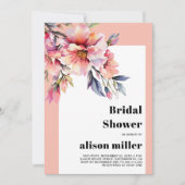 Rhododendron with peach-pink flowers bridal shower einladung (Vorderseite)