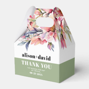 Rhododendron-Zweig-Blumen-Typografie-Hochzeit Geschenkschachtel