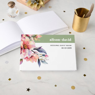 Rhododendron-Zweig pfirsichrosa Blumen Hochzeit Gästebuch
