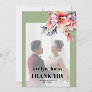 Rhododendronzweig mit Blumen Foto Hochzeit Dankeskarte