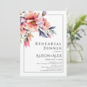 Rhododenron flowers wedding rehearsal dinner einladung (Stehend Vorderseite)