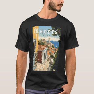 Rhodos Griechenland Altstadt Reise Kunst Vintage T-Shirt
