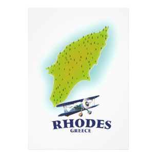 Rhodos, Griechenland Insel Karte Reiseplakat. Fotodruck