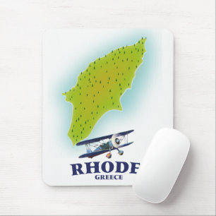 Rhodos, Griechenland Insel Karte Reiseplakat. Mousepad