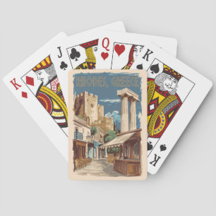 Rhodos Griechenland Ruinen Reise Kunst Vintage Spielkarten