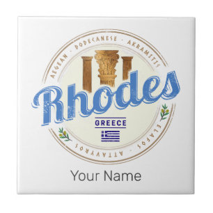 Rhodos Griechenland Vintage Insel Ägäis Souvenir Fliese