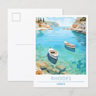 Rhodos Griechenland Vintage Reise  Postkarte