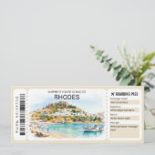 Rhodos-Reise-Boarding-Pass-Ticket Einladung (Stehend Vorderseite)