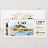 Rhodos-Reise-Boarding-Pass-Ticket Einladung (Vorne/Hinten)