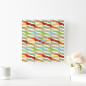 rhomben/zickzack-pattern/fractal/muster-colorful quadratische wanduhr (Zuhause)