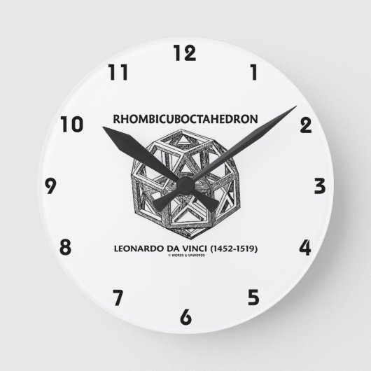 Rhombicuboctahedron (Leonardo da Vinci) Runde Wanduhr (Vorderseite)