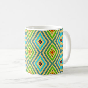 Rhombus Diamant Grün Blau Geometrisch Kaffeetasse