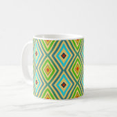 Rhombus Diamant Grün Blau Geometrisch Kaffeetasse (Vorderseite Links)