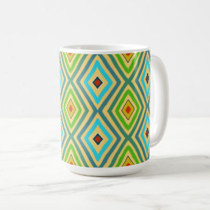Rhombus Diamant Grün Blau Geometrisch  Kaffeetasse