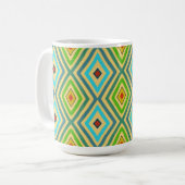 Rhombus Diamant Grün Blau Geometrisch Kaffeetasse (Vorderseite Links)