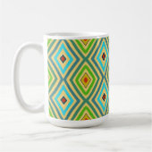 Rhombus Diamant Grün Blau Geometrisch Kaffeetasse (Links)