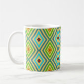 Rhombus Diamant Grün Blau Geometrisch Kaffeetasse (Links)