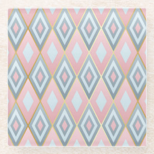 Rhombus-Formen geprüft, geometrisches Muster. Glasuntersetzer