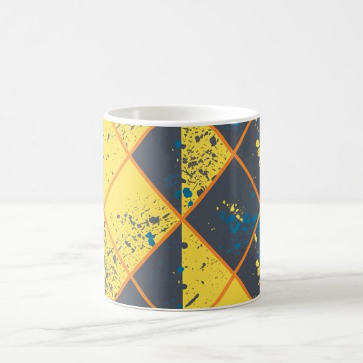 Rhombus Grid mit farbenfroher Paint-Spritzer Kaffeetasse (Mittel)