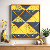 Rhombus Grid mit farbenfroher Paint-Spritzer Poster