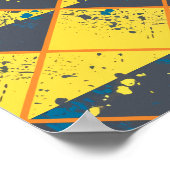 Rhombus Grid mit farbenfroher Paint-Spritzer Poster (Ecke)