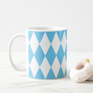 Rhombus-Muster für die blaue und weiße bayerische  Kaffeetasse