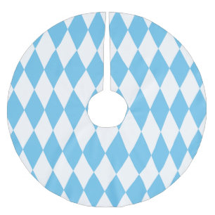 Rhombus-Muster für die blaue und weiße bayerische Polyester Weihnachtsbaumdecke
