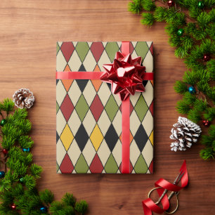 Rhombus Red Green Black Yellow Orange Geschenkpapier