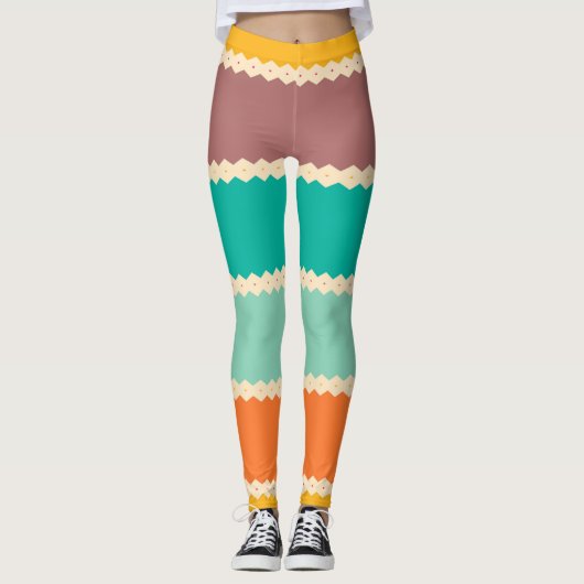 Rhombus-Zeilen abstraktes Design Leggings (Vorderseite)
