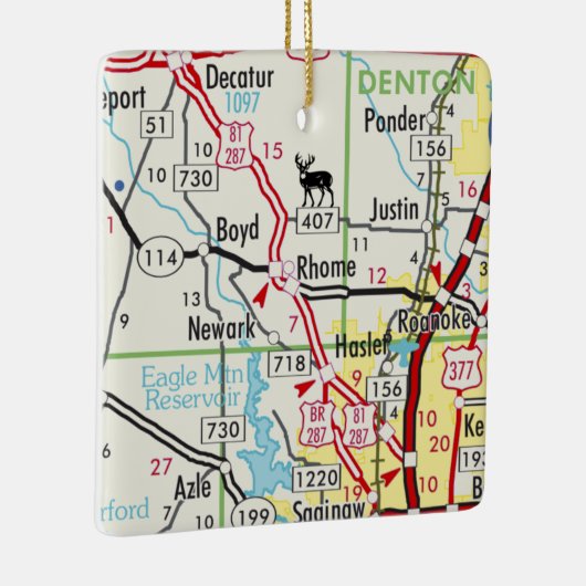 Rhome TX Road Map Keramikornament (Rechts)