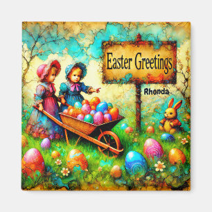 RHONDA~ VINTAGE OSTERGirls ~ Ostereier Bunny ~ Magnet
