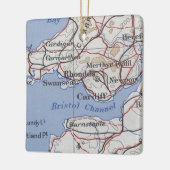 Rhondda Wales Vintage Karte Keramikornament (Links)