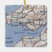 Rhondda Wales Vintage Karte Keramikornament (Vorderseite)
