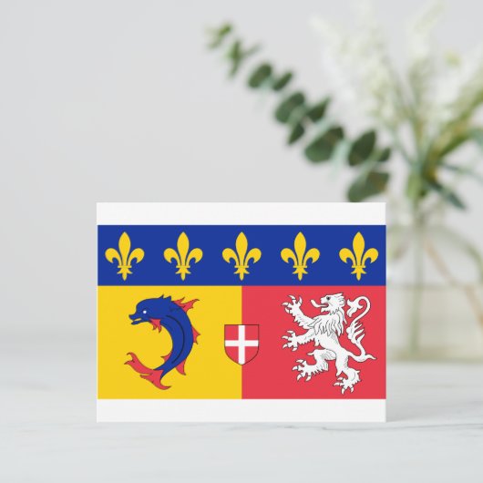 Rhone-Alpes-Flagge Postkarte (Stehend Vorderseite)