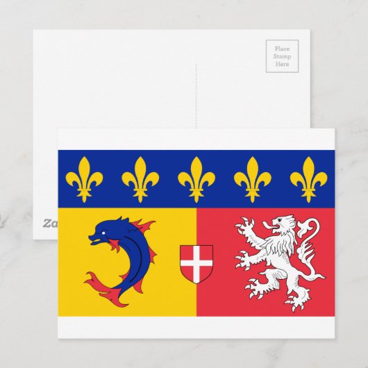 Rhone-Alpes-Flagge Postkarte (Vorne/Hinten)