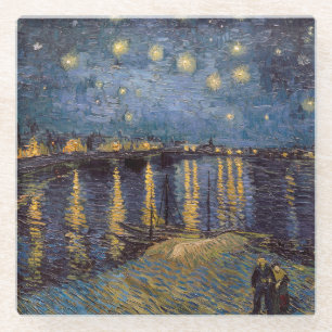 Rhone-Ufer Sternennacht Flussblick Glasuntersetzer