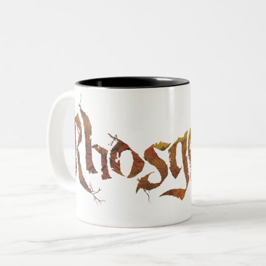 Rhosgobel Name Zweifarbige Tasse (Vorderseite Links)