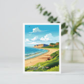 Rhossili Bay Swansea Vintage-Reise-Abbildung Postkarte (Stehend Vorderseite)