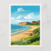 Rhossili Bay Swansea Vintage-Reise-Abbildung Postkarte (Vorderseite)