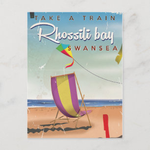 Rhossili Bucht, Swansea Vintage Reiseplakat Postkarte