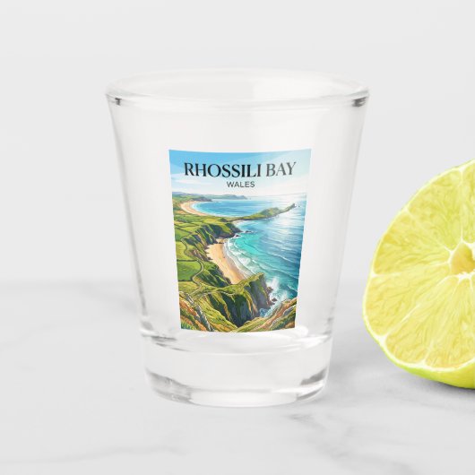 Rhossili-Bucht Wales Schnapsglas (Vorderseite)