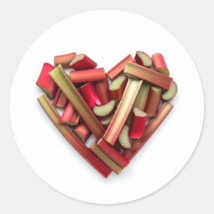 Rhubarb Heart Runder Aufkleber