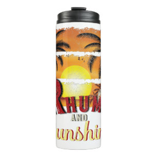 Rhum und Sunshine, Orangefarbene Sommerpalmen Thermosbecher