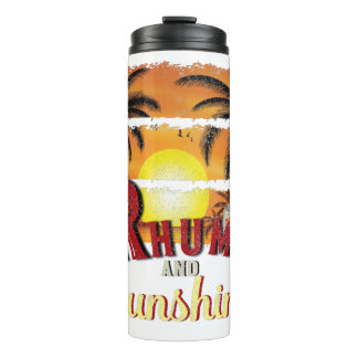 Rhum und Sunshine, Orangefarbene Sommerpalmen Thermosbecher