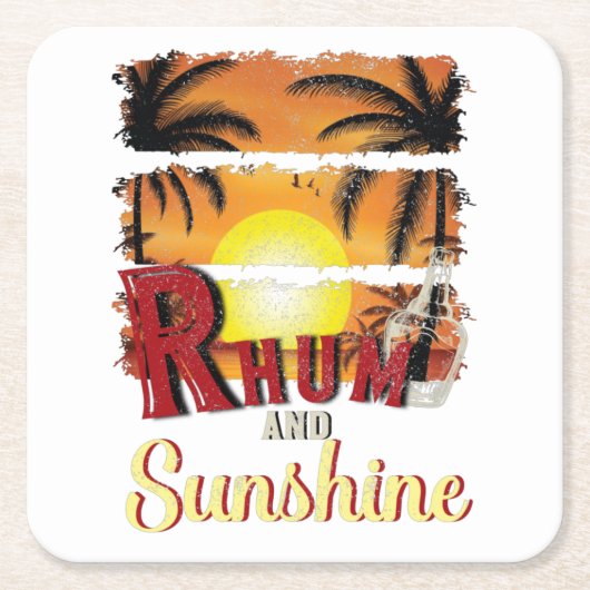 Rhum und Sunshine Rechteckiger Pappuntersetzer (Vorderseite)