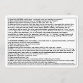 Rhyme Guide On A Card For Poets And Songwriters (Rückseite)