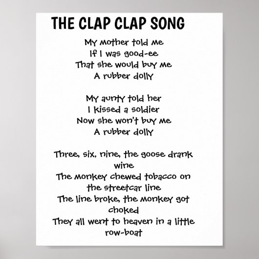 RHYME SONG CLAP CLAP POSTER (Vorne)