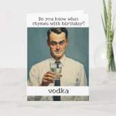 Rhymes mit Geburtstag Vodka Retro Funny Karte (Vorderseite)